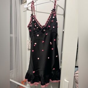 Betsey Johnson x F21 Black Dress with Pink Floral Accents